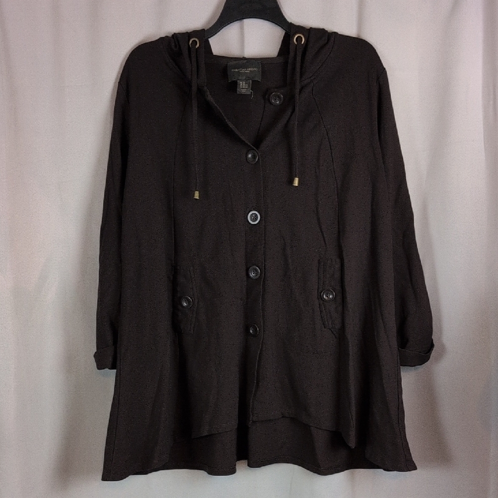 Christian Siriano Dark Brown Utility Jacket with Hood‎